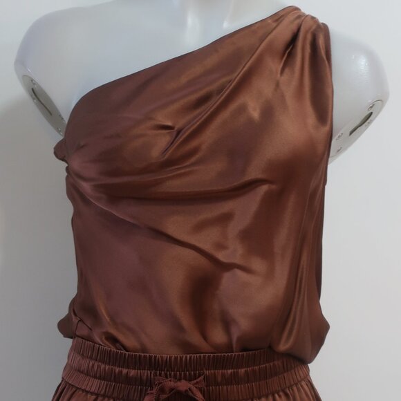 NWT Womens Cami NYC Sena Silk Blend Coffee Brown Pants S/Darby Bodysuit Set S - Picture 4 of 11